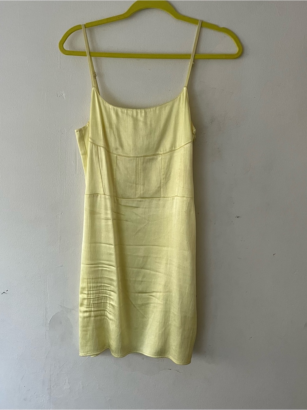 Vintage Zara butter yellow viscose stretch mini dress